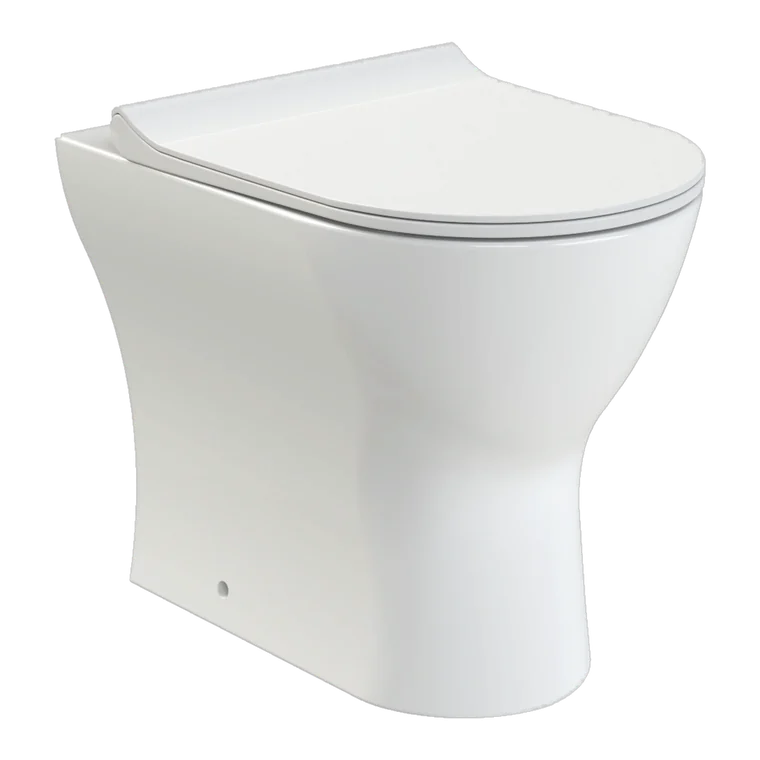 Rimless round back-to-wall WC pan with soft-close seat, supplied by Impera Global Line